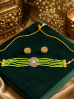 AD Suroskie Choker Set With Studs - Parrot Green