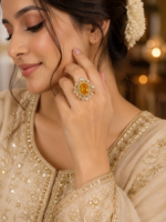 Copper Polki Ring - Yellow - Image 2