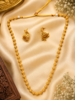 Copper Matar Mala Chain With Jhumki Earrings