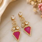 Polki Hot Pink Earrings