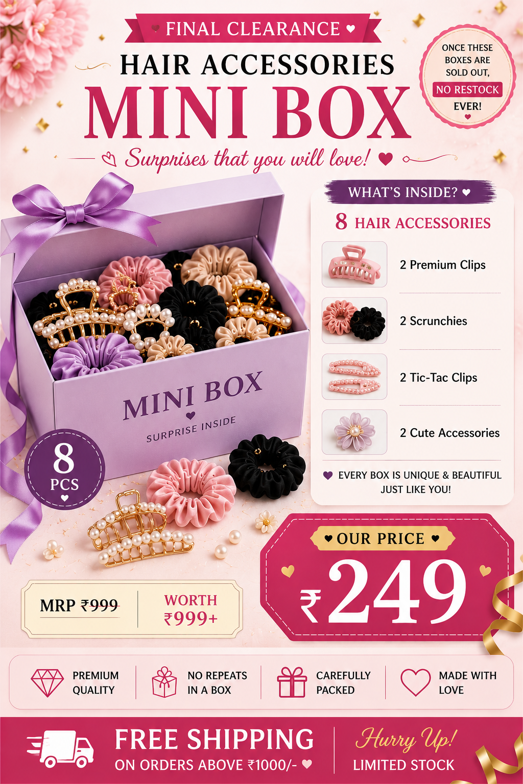 2ee54ed8-29c4-4bc4-b79c-4de559989d5a.png Mystery Mini Hair Accessories Box – Curated Surprise Gift Set - Image 1