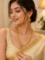 Copper Matar Mala Chain With Jhumki Earrings - Image 2