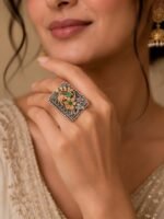 Oxidise Dual tone Peacock Ring - Image 2