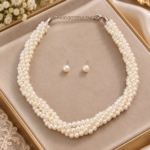 Pearl Four Line Necklace With Studs