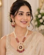 Chir Mala Pink Necklace Set With Earrings - Image 2