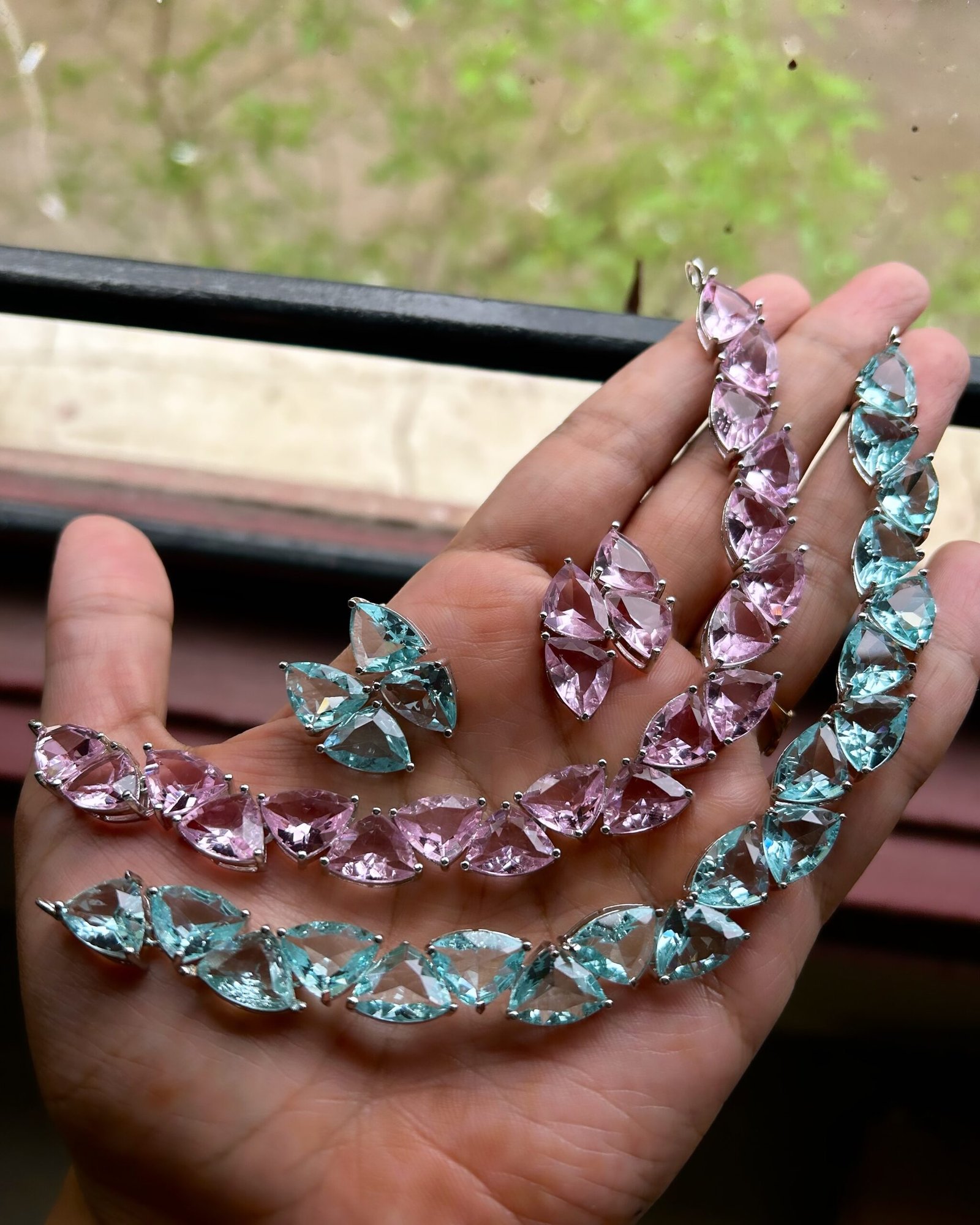 AD Necklace Set - Aqua Blue