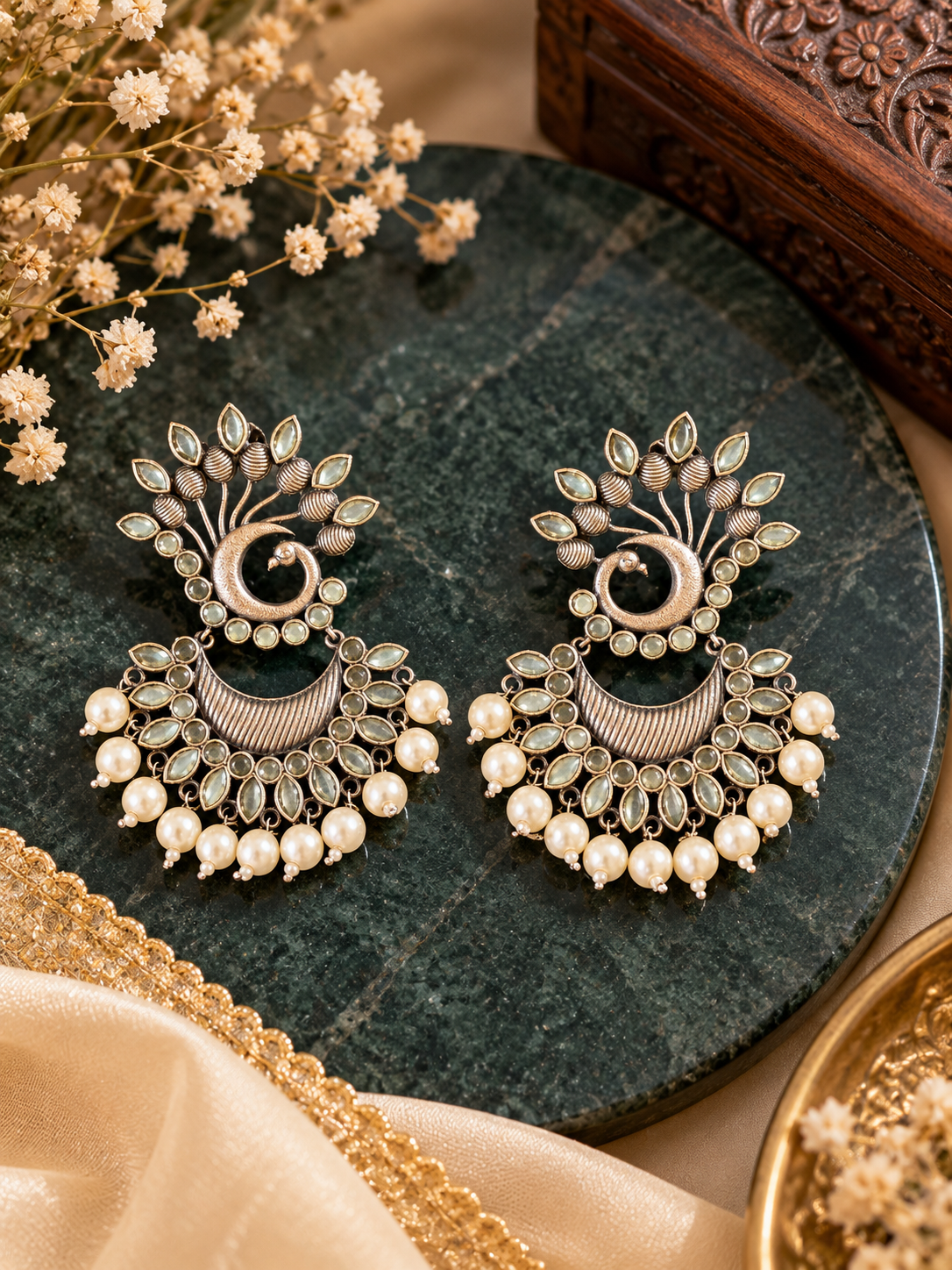 675937bd-2e0b-4382-8af8-14e801c11b17.png Silver Replica Earrings - Mint - Image 1