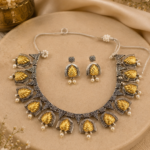 Silver replica Dual Tone Necklace Set With Earrings