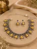 Silver replica Dual Tone Necklace Set With Earrings