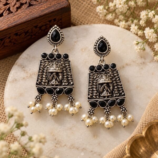 Oxidise Black earrings
