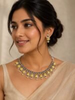 Silver replica Dual Tone Necklace Set With Earrings - Image 2