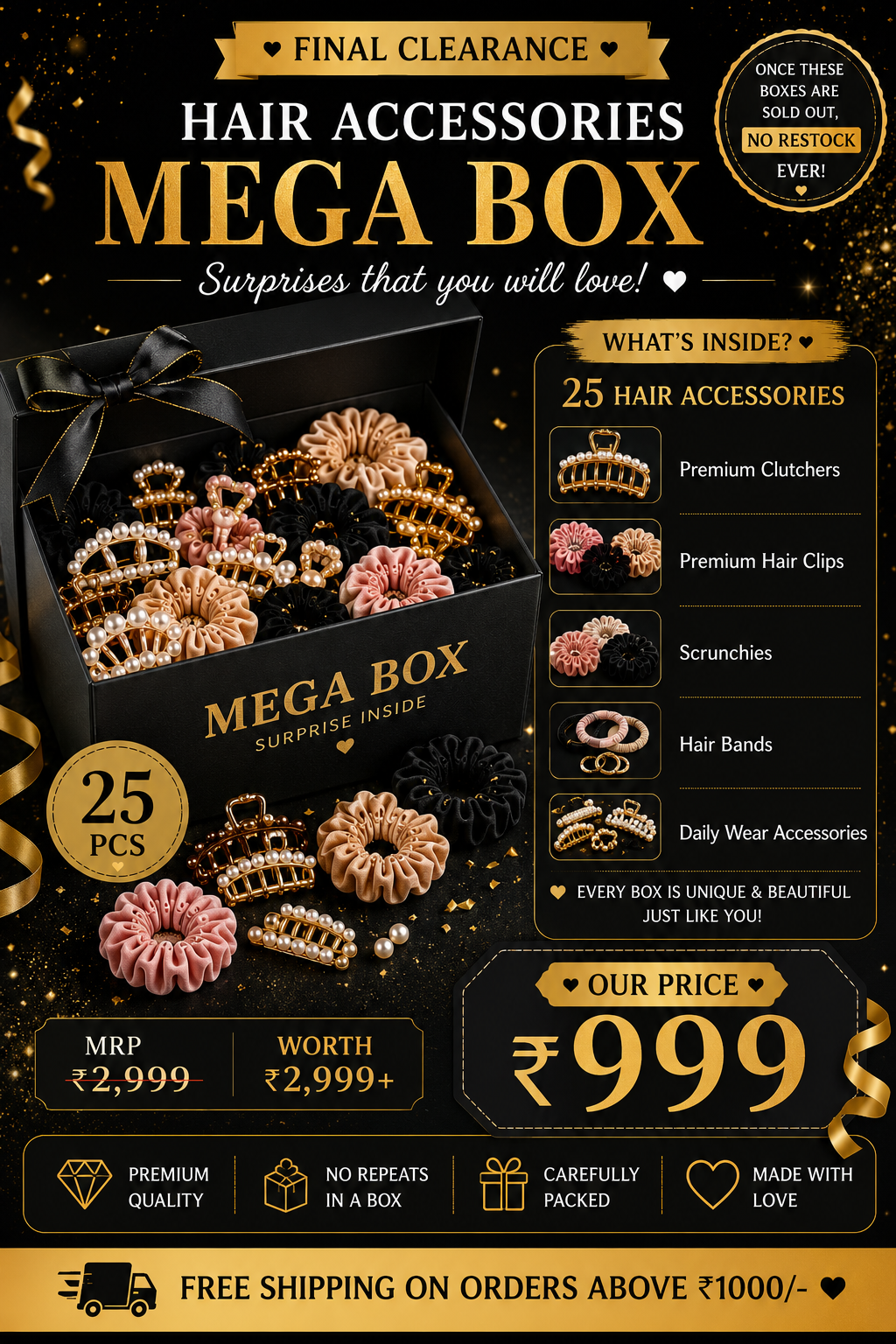 94472a1b-cbcc-46f4-9c9e-3e2c2b84bbdd.png Mystery MEGA Hair Accessories Box – Curated Surprise Gift Set - Image 1