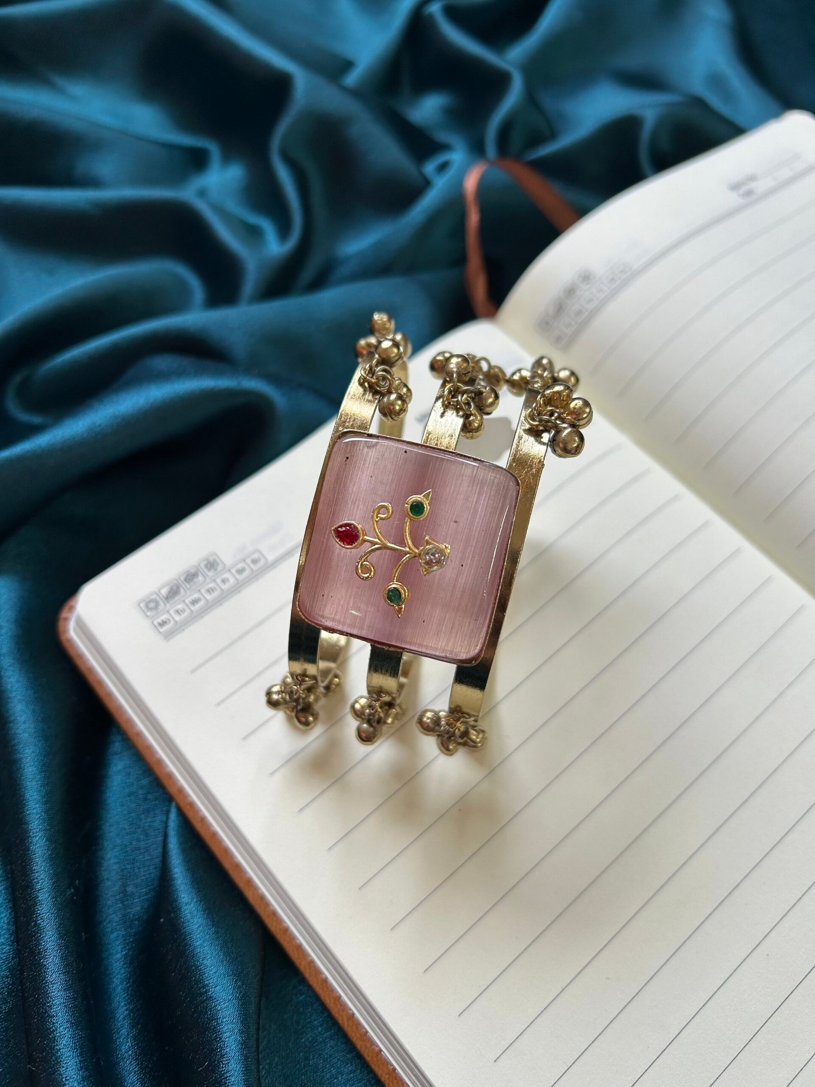 Brass Ghungroo Bracelet - Pink