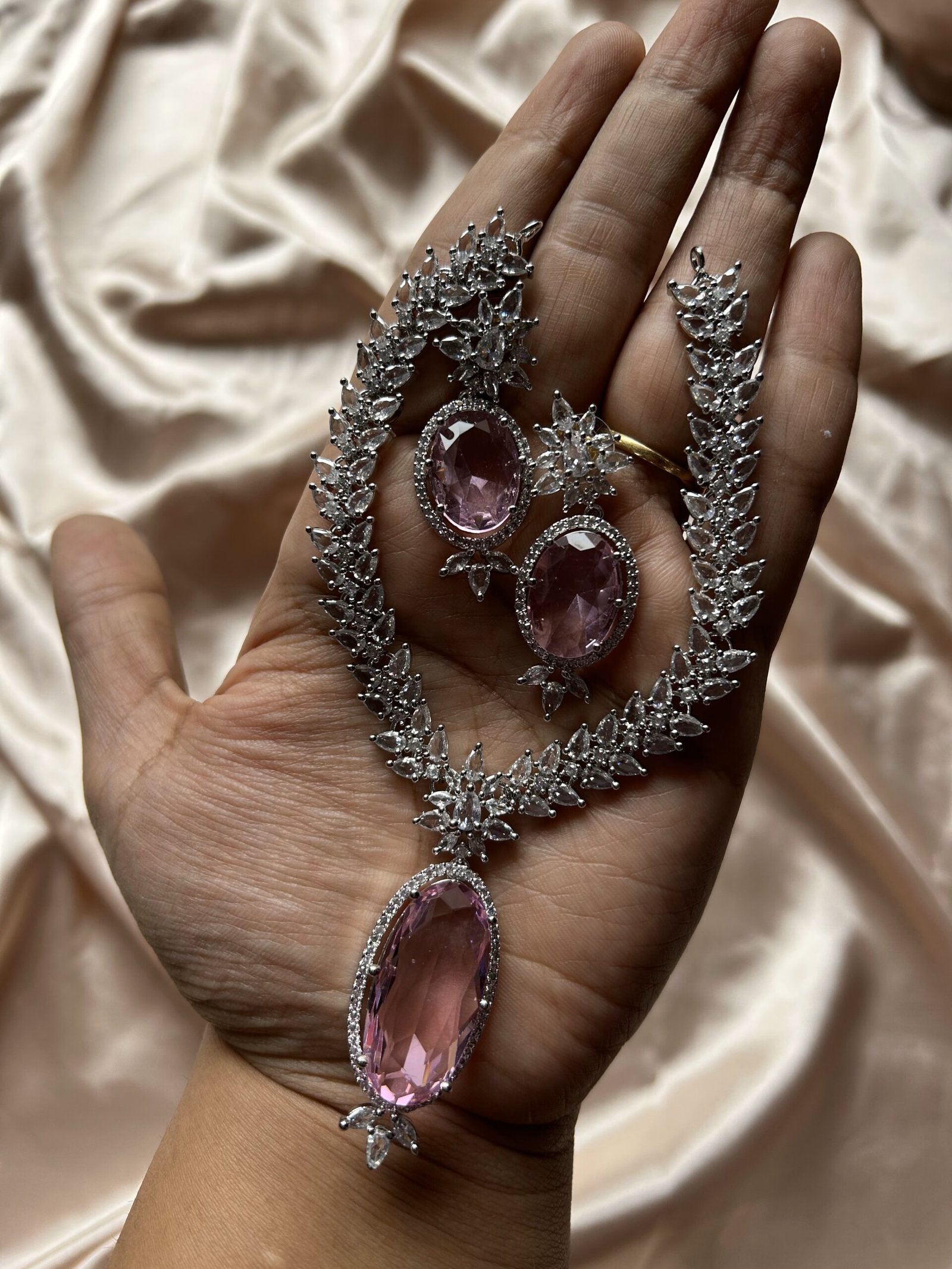 AD Necklace Set - Baby Pink