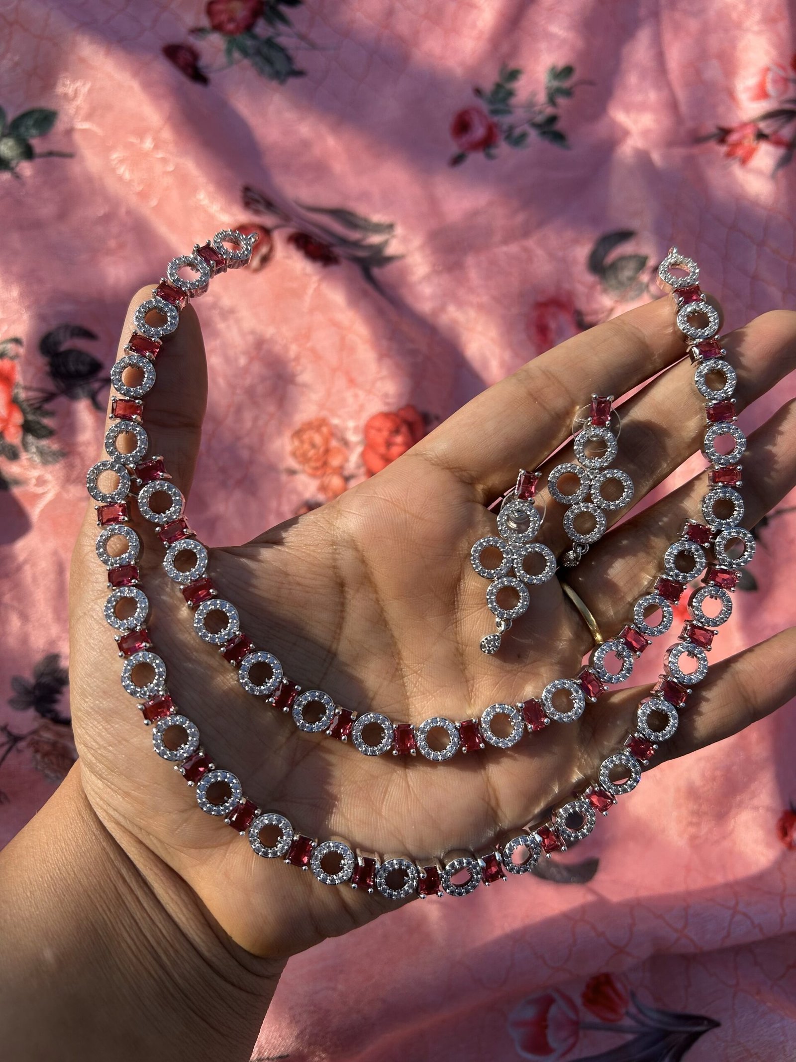 AD Ruby Necklace Set