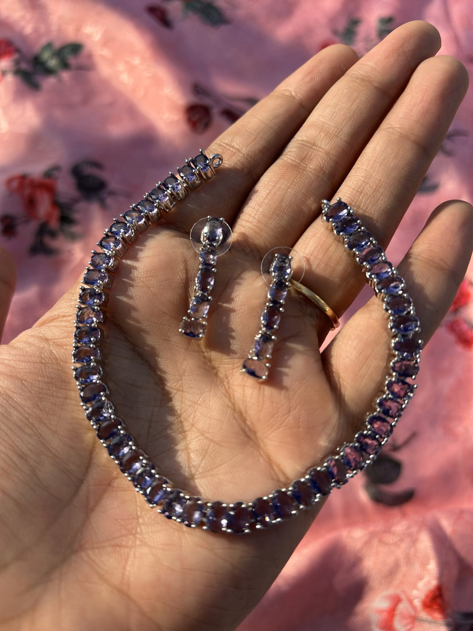 AD Purple Sleek Necklace Set