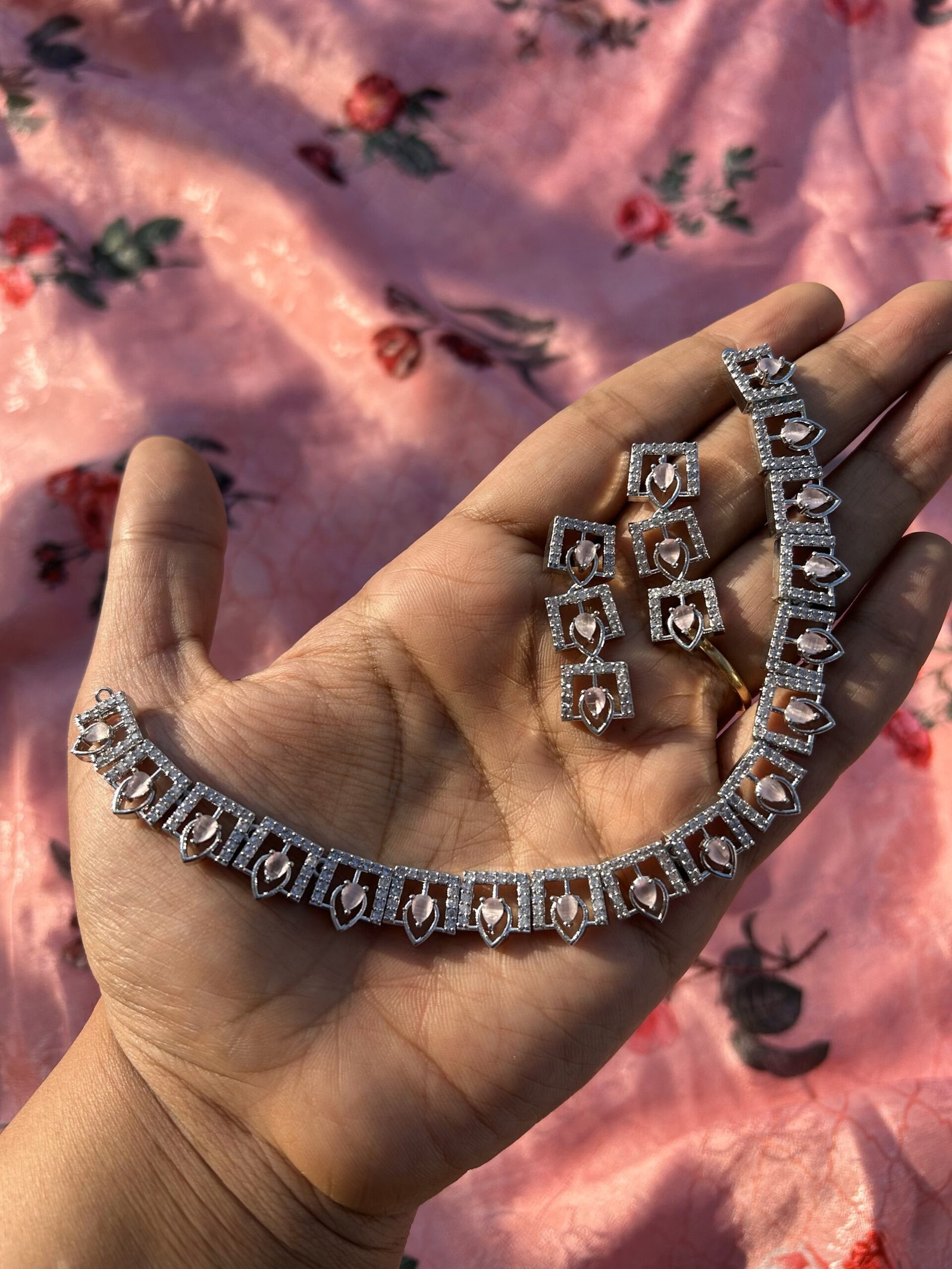 AD Necklace Set - Baby Pink