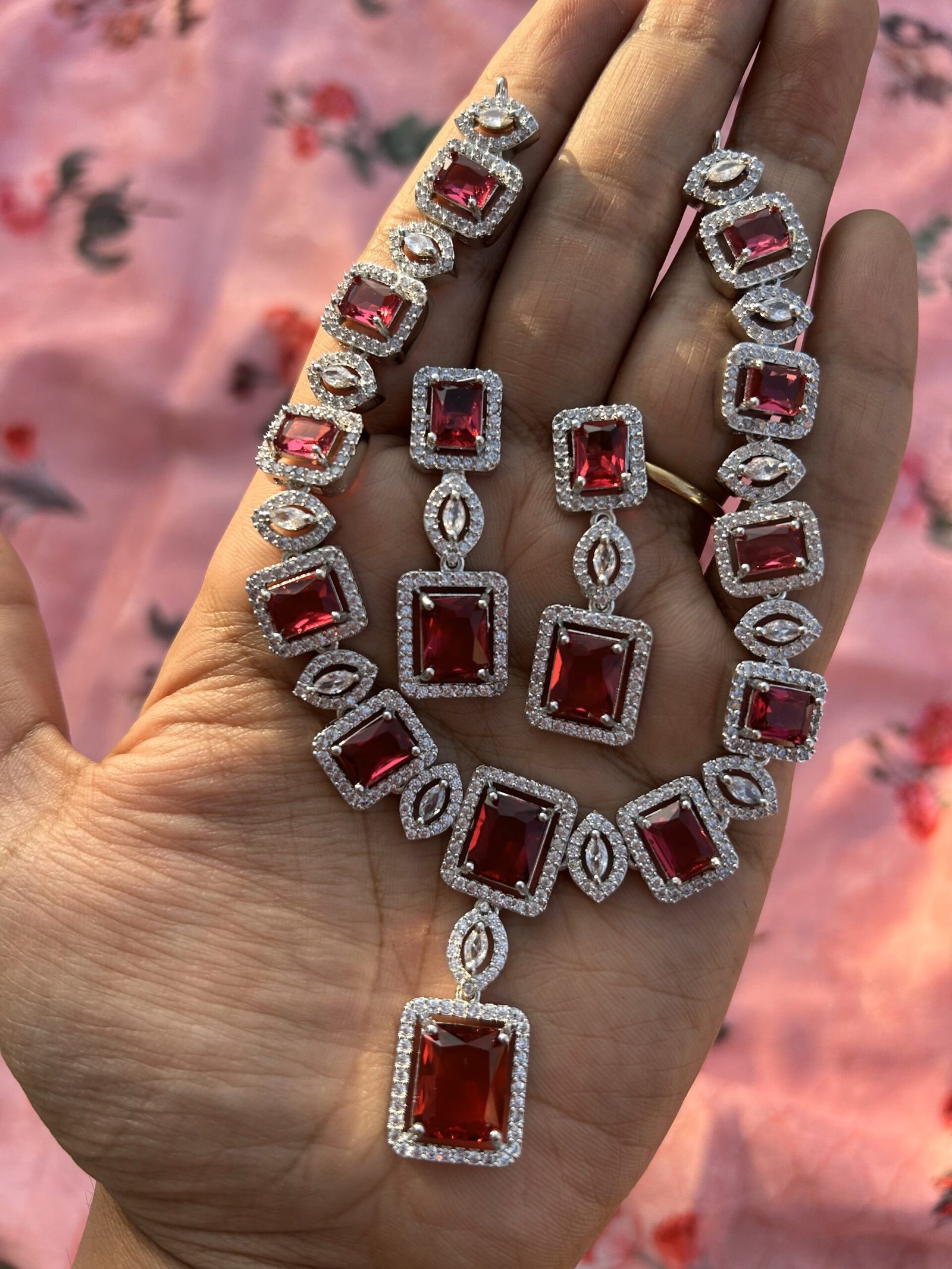 AD Necklace Set - Red