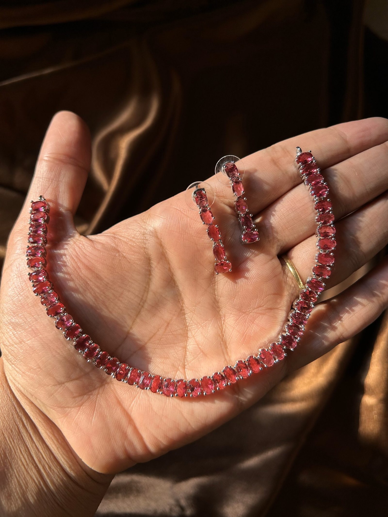 AD Ruby Sleek Necklace Set