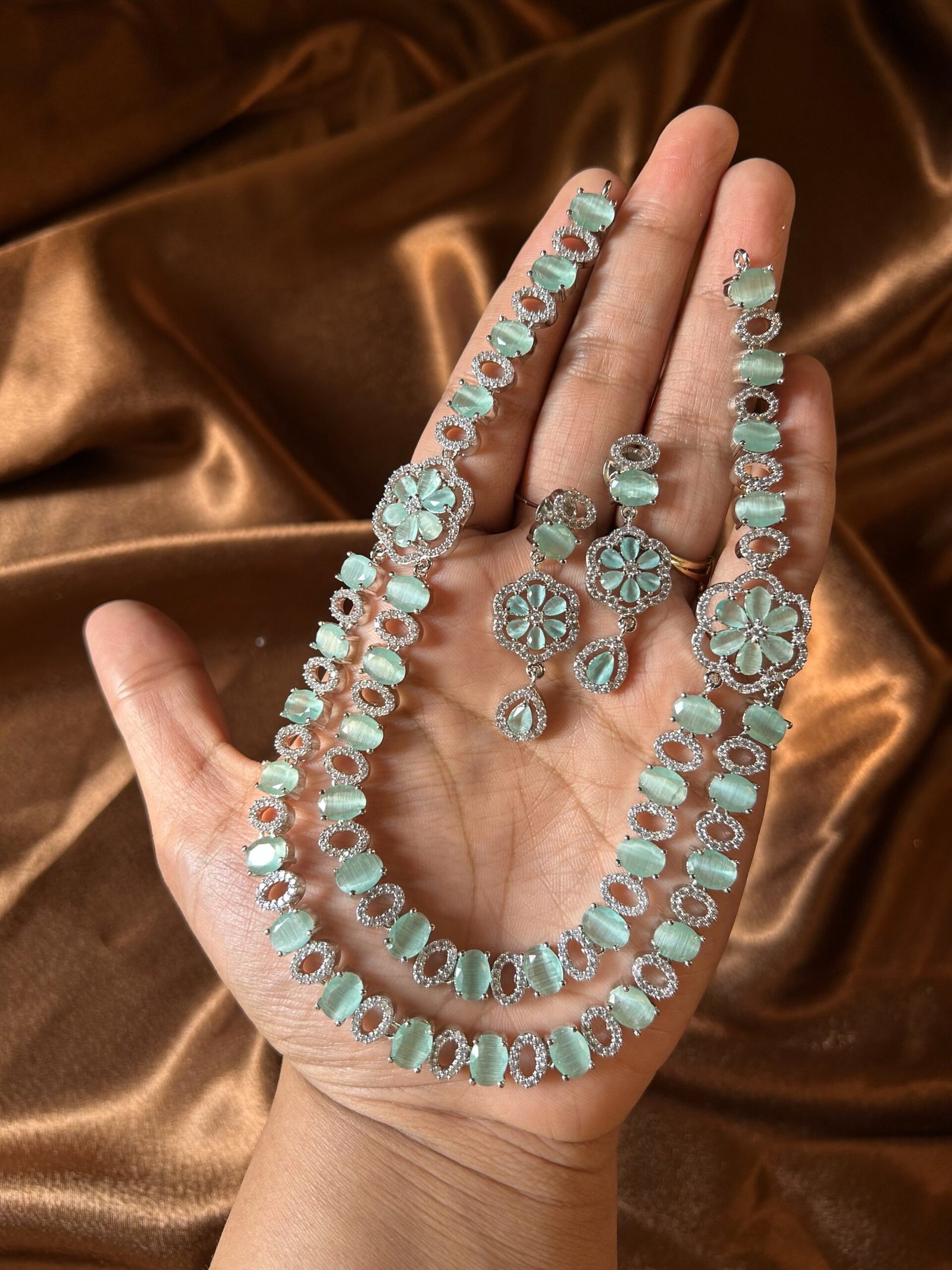 AD Necklace Set - Mint Green