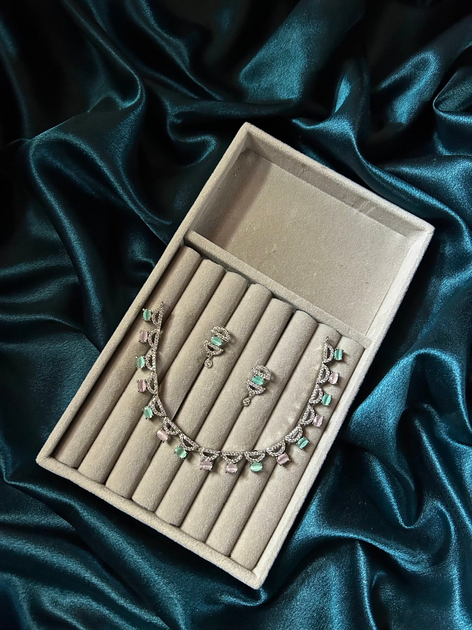 AD Necklace Set - Mint Pink