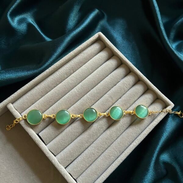 Brass Mint Natural Stone Bracelet