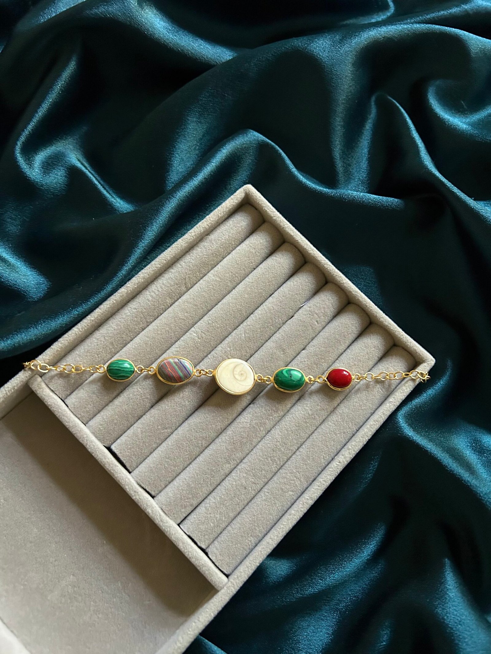 Brass Natural Stone Bracelet