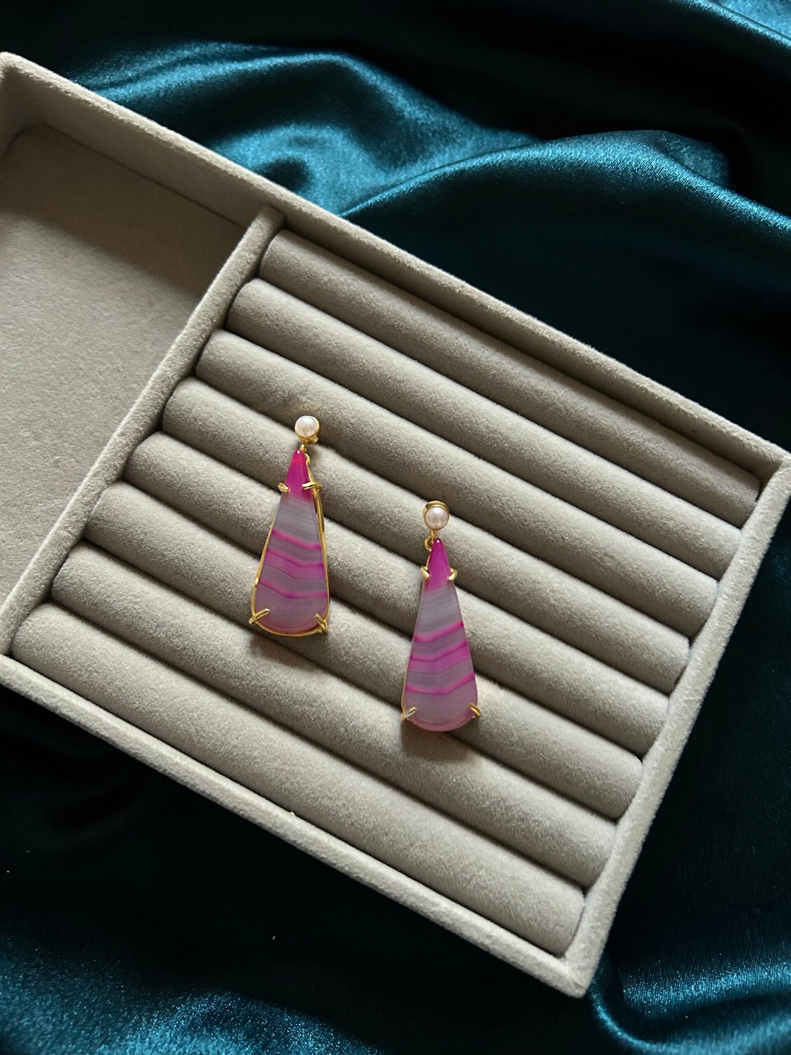 Natural Stone Pink Earrings