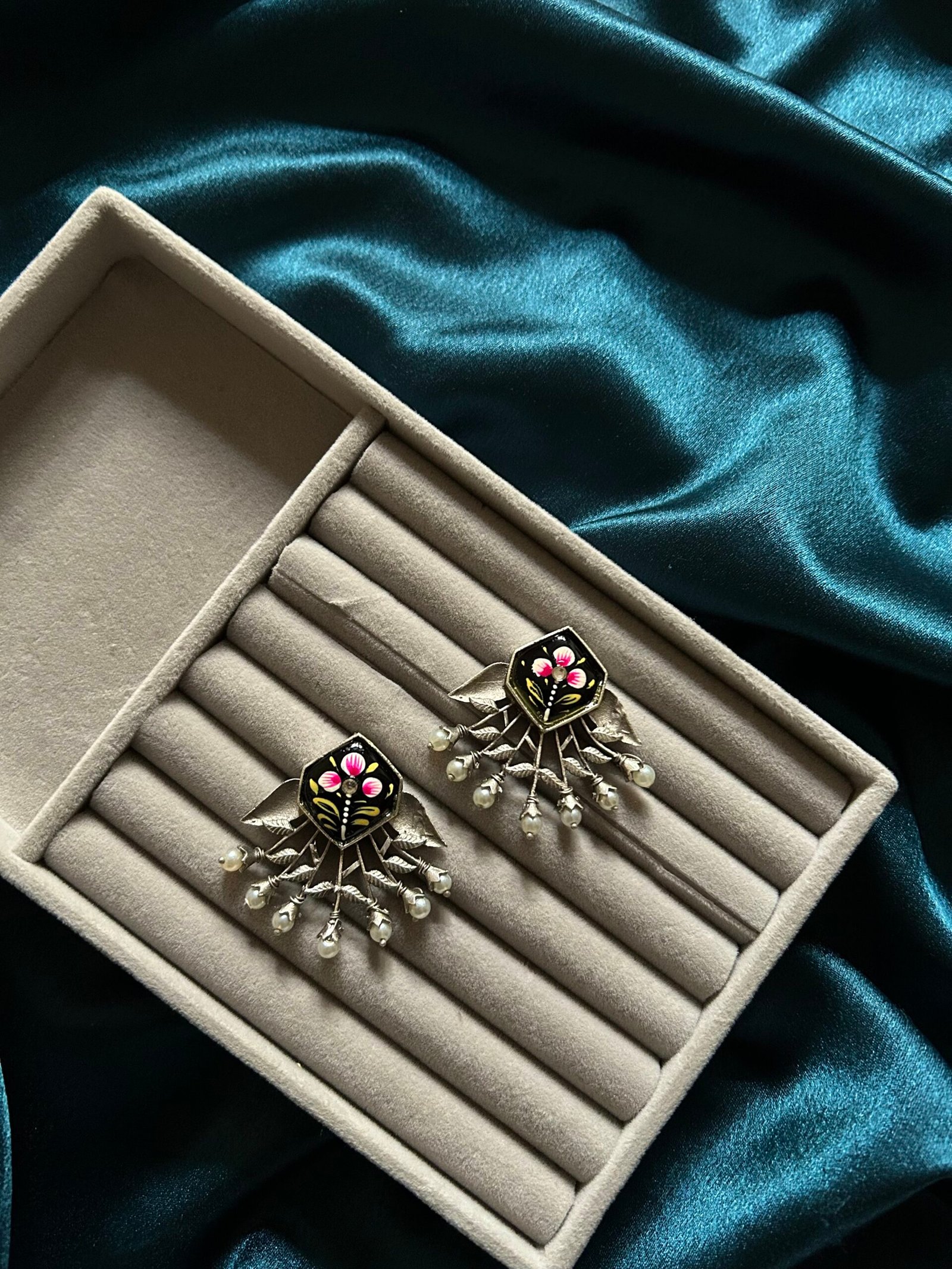 Silver Replica Earrings - Black