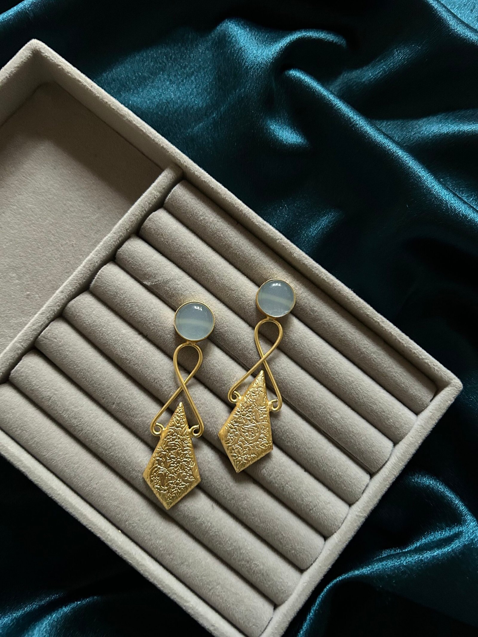 Brass Grey Earrings