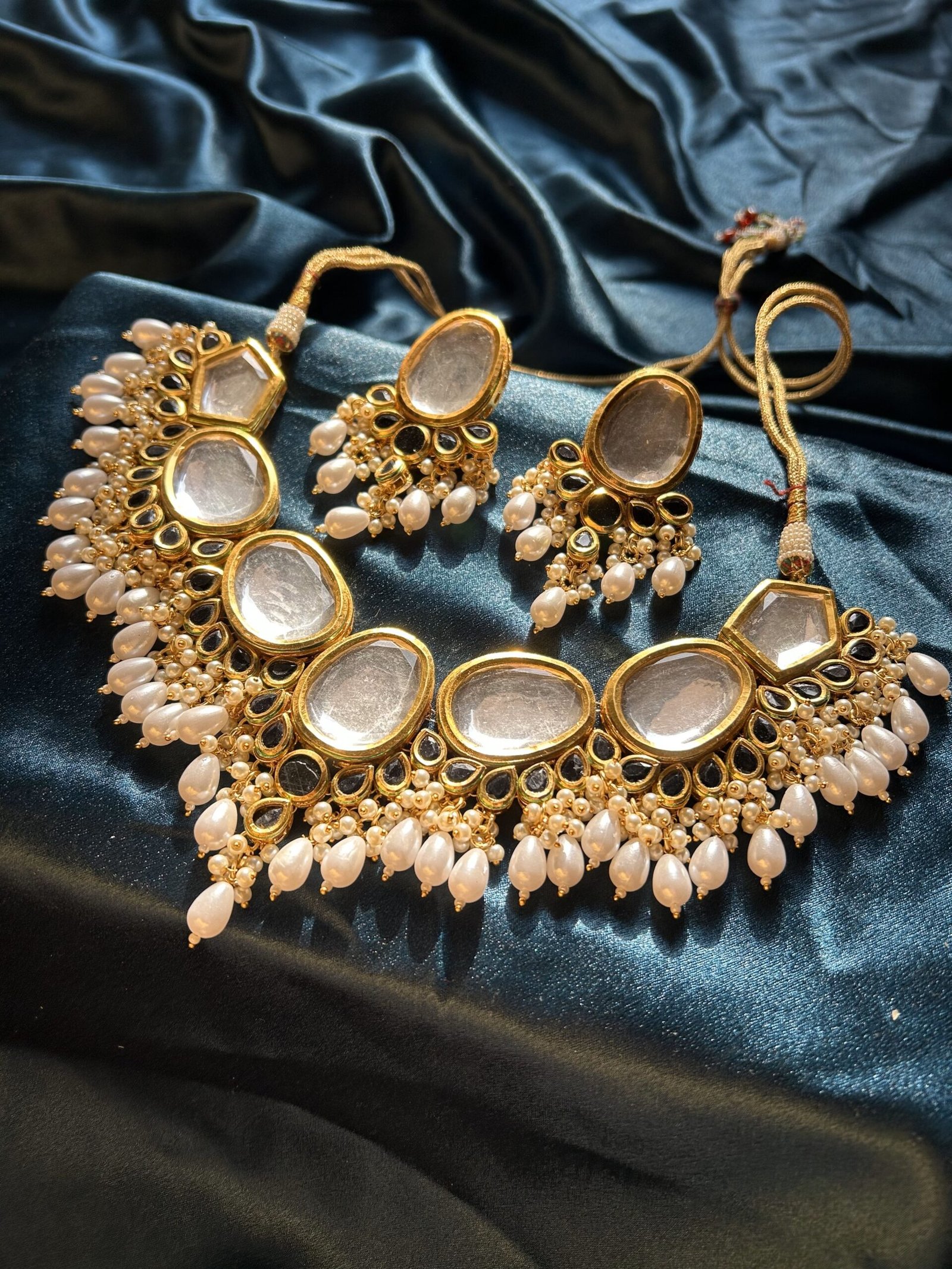 Kundan Necklace Set - White
