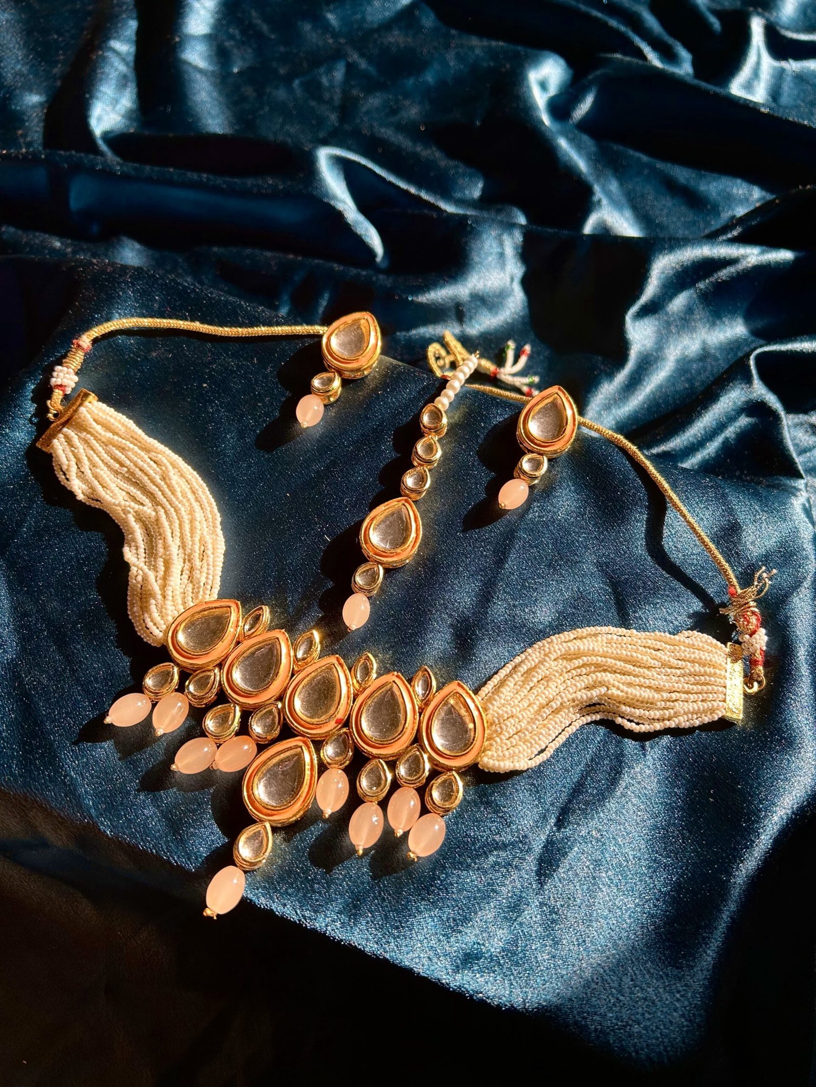 Kundan Neckset With Back Meenakari - Peach