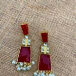 Druzy Brass Red Earrings
