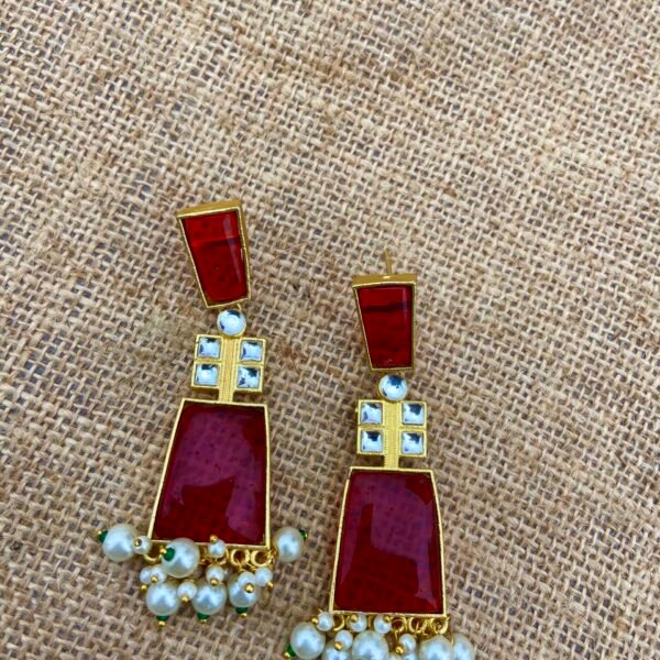 Druzy Brass Red Earrings