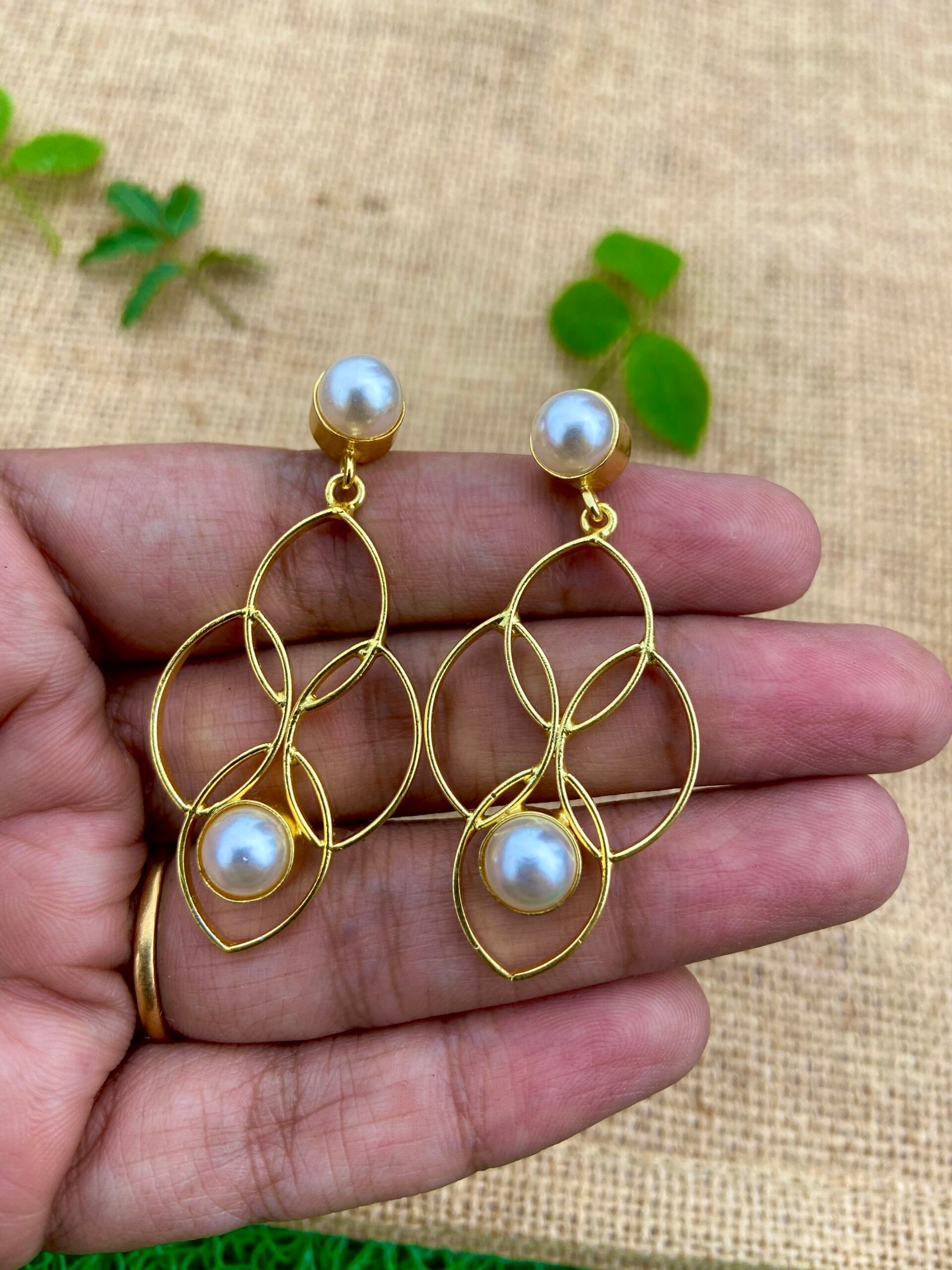 Druzy Brass Golden Earrings