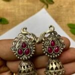 Oxidise Peacock Jhumki - Ruby