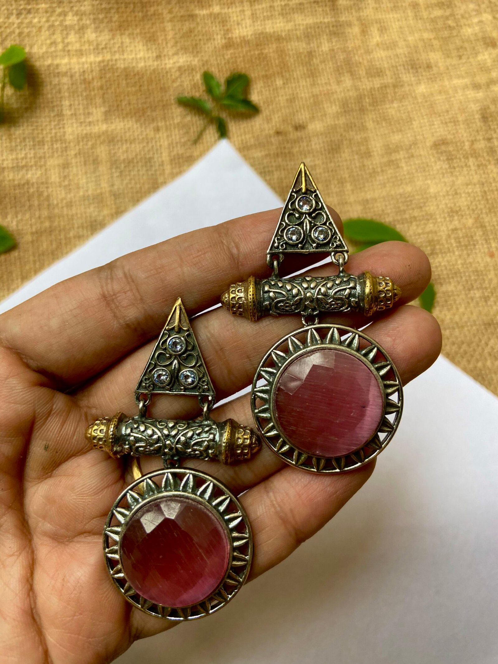 Dual Tone Mauve Pink Earrings