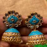 Sky Blue Kundan Jhumki