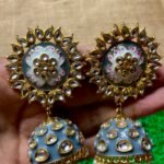 Gray Kundan Big Jhumki