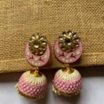 Meenakari Kundan Pink Jhumka