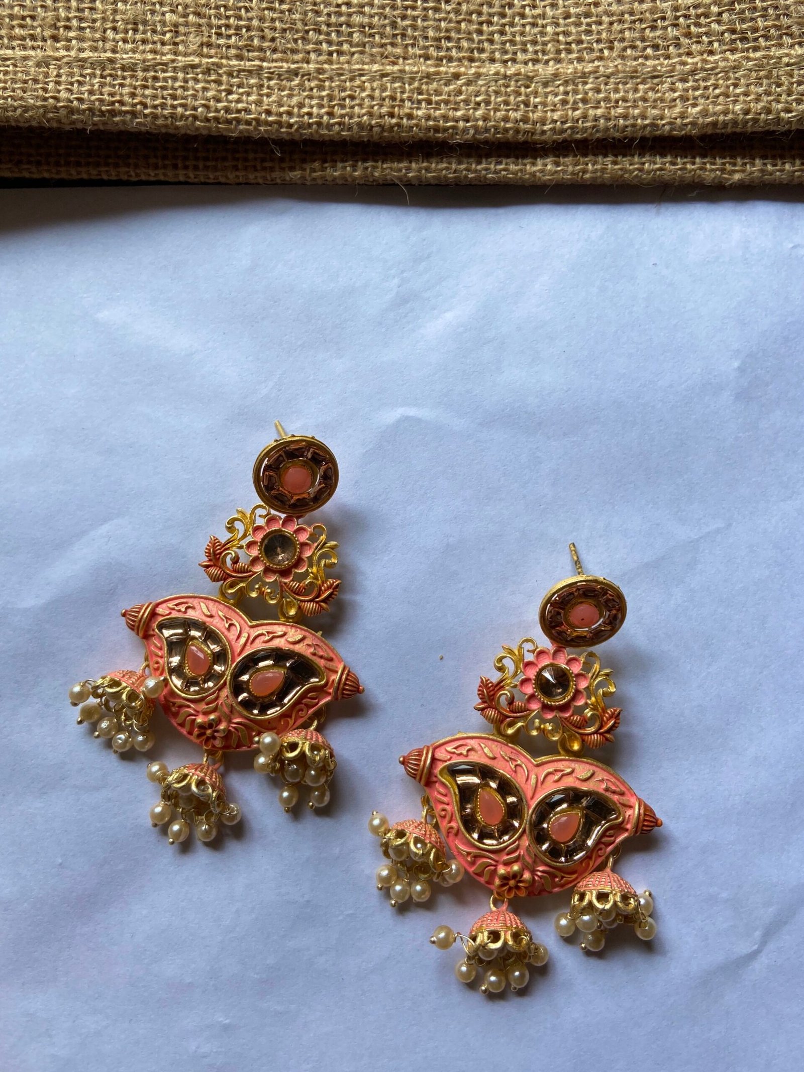 Hand Painting Peach Earrings