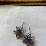 Silver Lookalike Blue Flower Studs