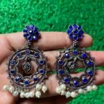 Oxidised Blue Earrings