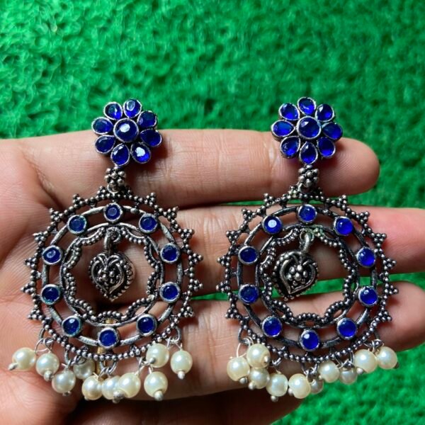 Oxidised Blue Earrings