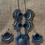 Long Oxidised Set With Mirrors