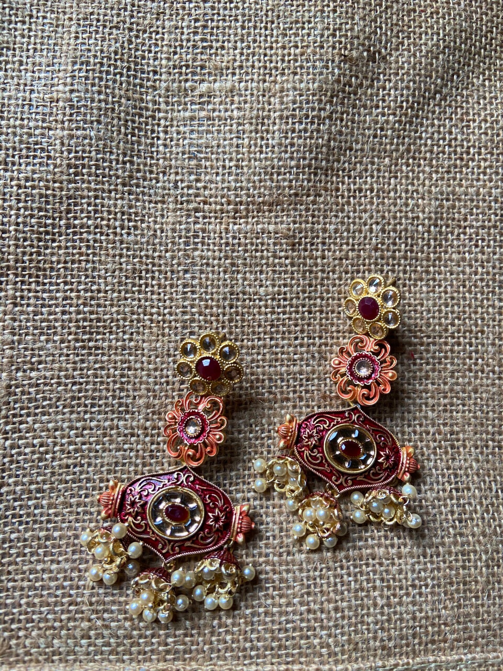 Hand Painting Earrings - Maroon