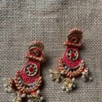 Red hand Painting Earrings