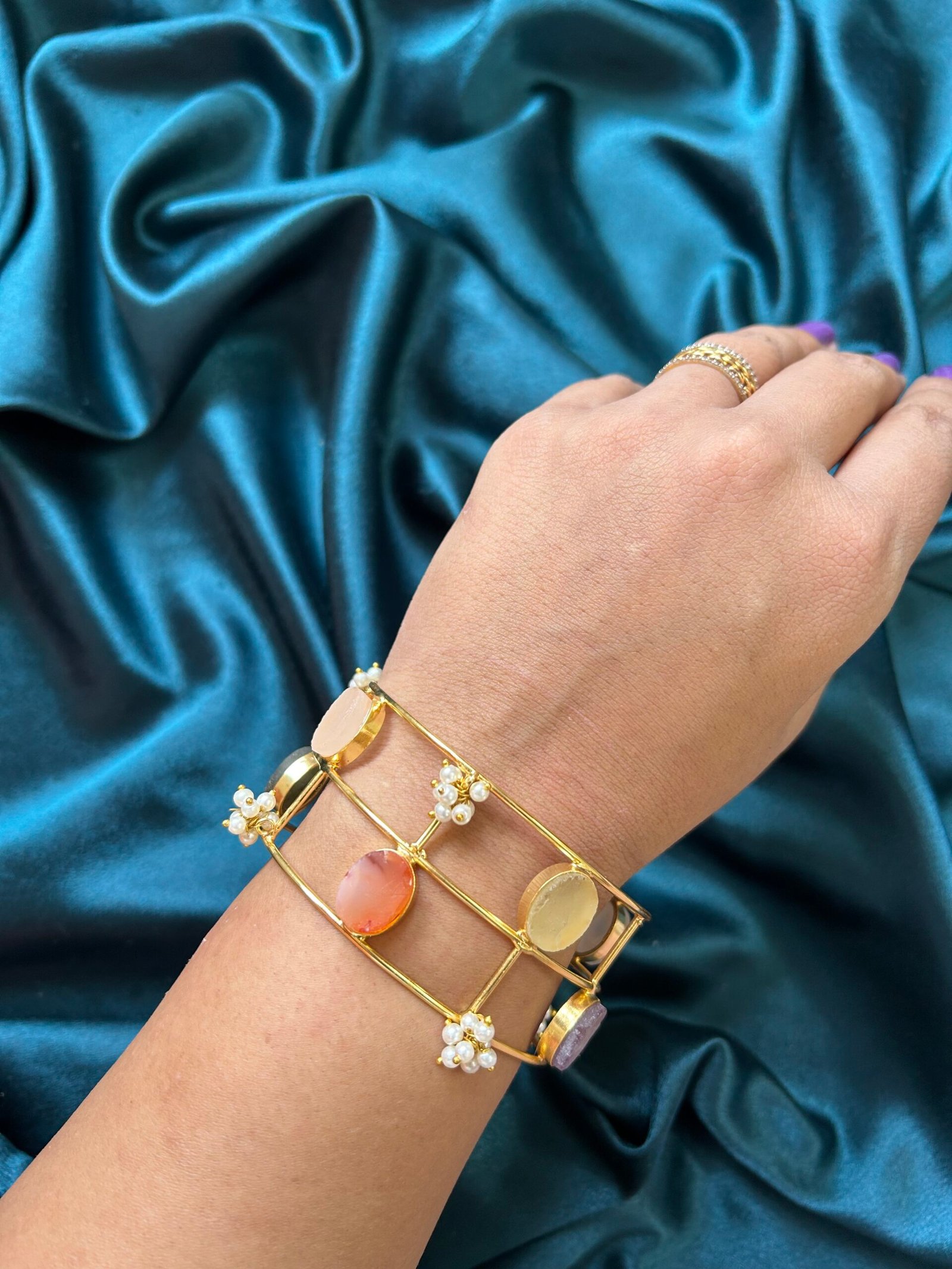 Brass Natural Stone Bracelet - Multi