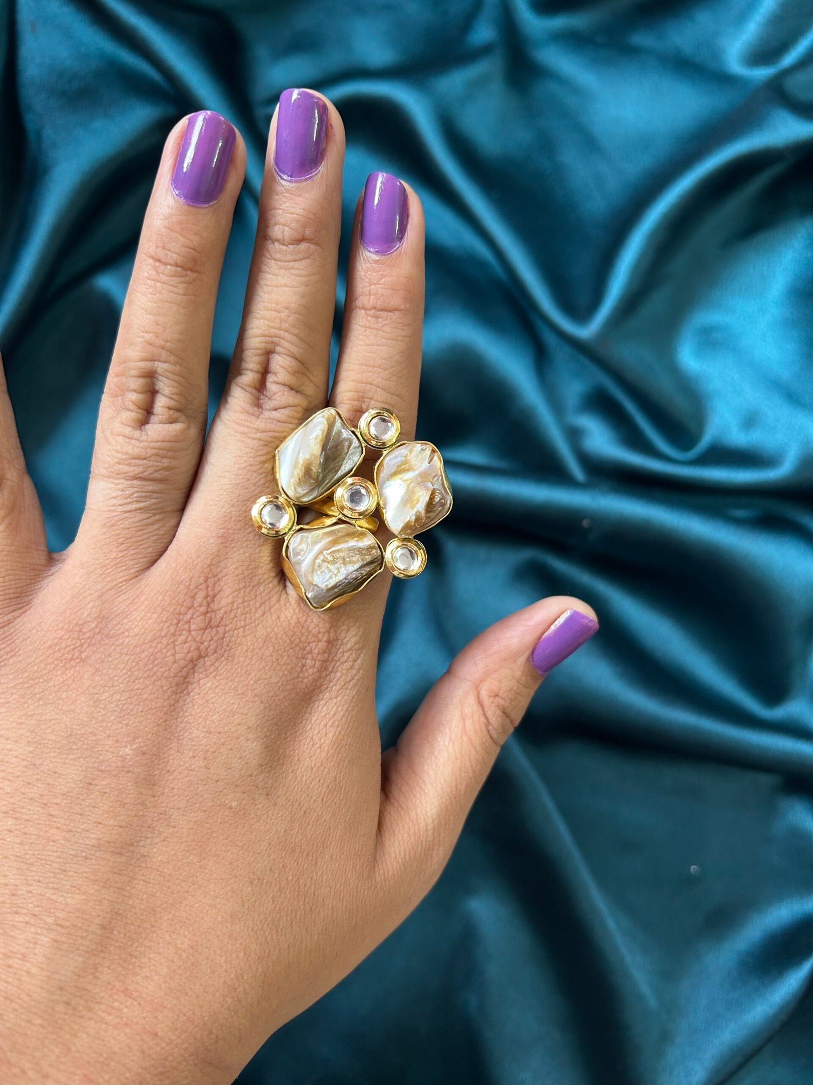 Brass MOP Stone Ring - 2