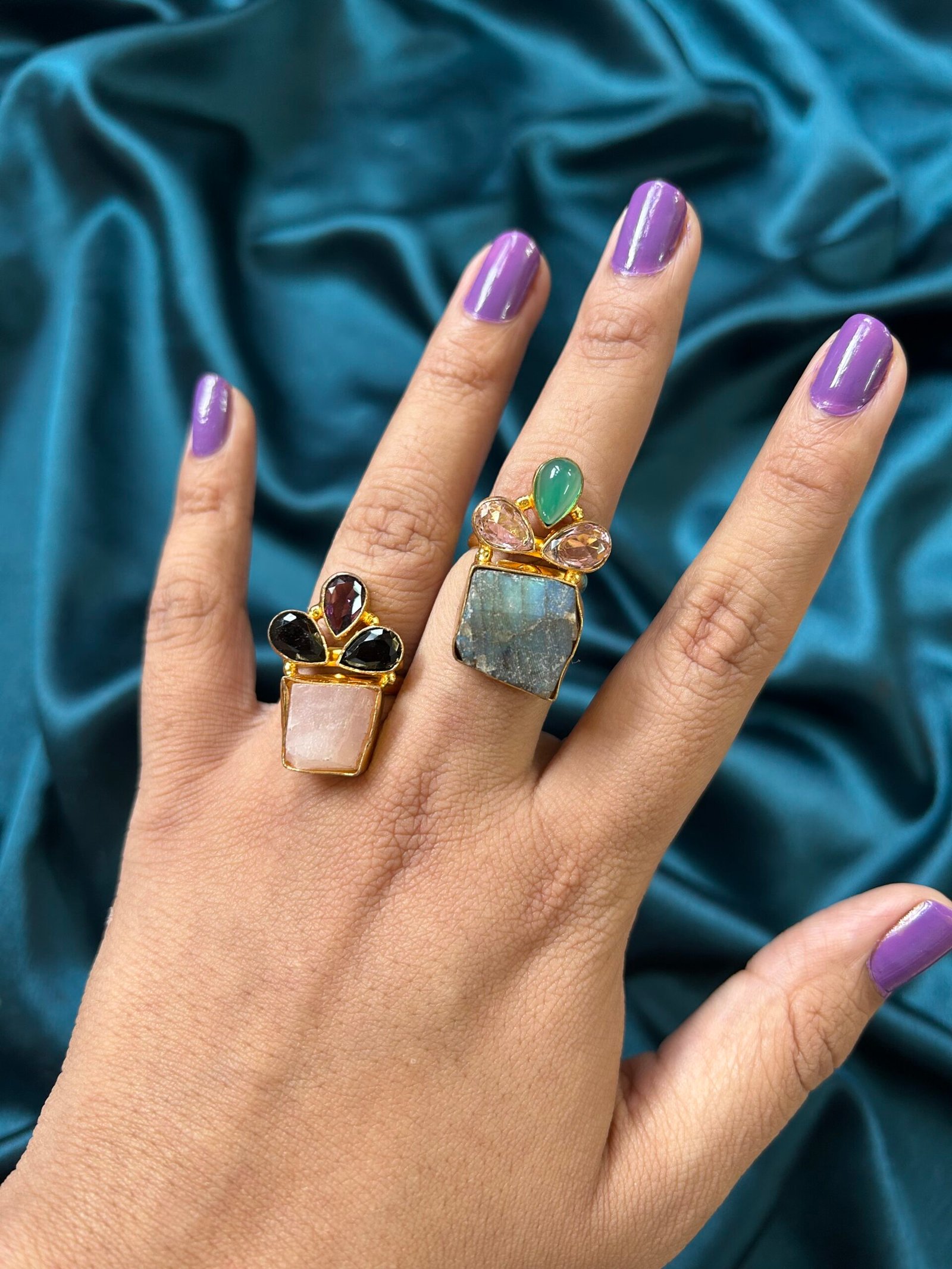 Brass Stone Ring - Pink